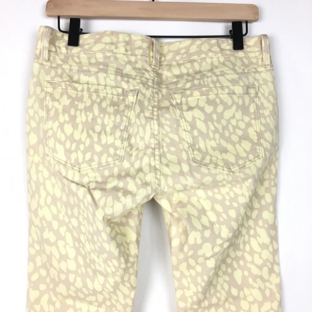 LOFT Jeans Pants Modern Straight Ankle Animal Print Yellow Tan Petite 4P / 27